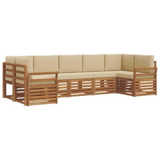 vidaXL Conjunto De Sof&aacute; Seccional Con Coj&iacute;n 7 Pcs Natural Y Beige Vidaxl