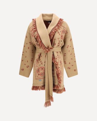 Alanui Cardigan in jacquard Icon con cintura Woman S