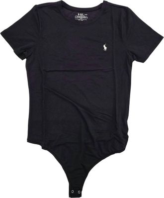 Polo Ralph Lauren Womens Cotton Blend Short Sleeve Bodysuit In Onyx