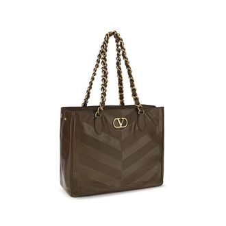 Valentino Garavani Laseine Chevron Shoulder Bag - Brown