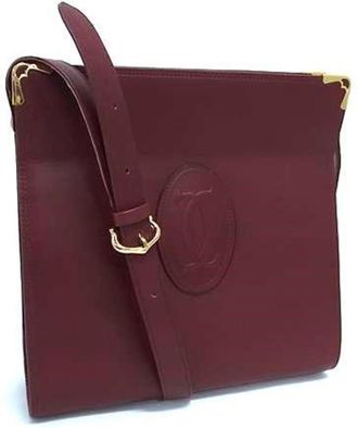 Cartier Must Bordeaux Leather Handbag Shoulder Bag Tote Bag (Pre-Owned)