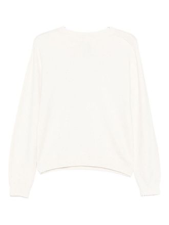 Liu Jo White Crew-Neck Sweater With Rhinestones