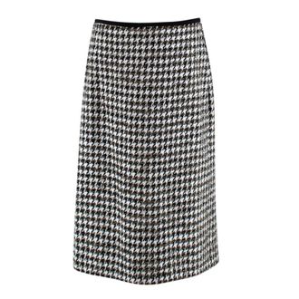 Erdem Safia metallic houndstooth cotton-blend tweed pencil skirt Size XL