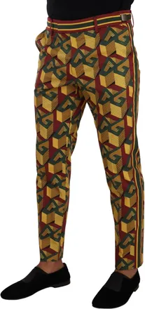 Dolce & Gabbana Mens Logo-Print Cotton Trousers Multicolor Elastane
