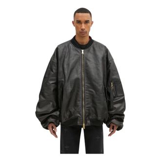 VETEMENTS Chaqueta Bomber de Cuero Oversize - Jackets - Hombre - Negro - M