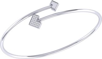 LuvMyJewelry One Way Arrow Sterling Silver Diamond Bangle