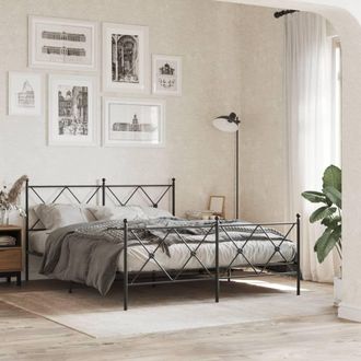Berkfield Home Metal Bed Frame without Mattress with Footboard Black 150x200cm | Size: 150x200 cm