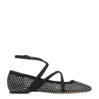 Jimmy Choo London Womens Astoria Black Crystal Ballet Flats, Brand Size 35 ( US Size 5 )