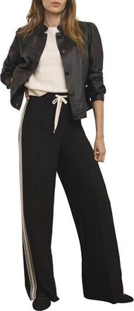 Mint Velvet Crochet Trim Wide Trousers in Black at Nordstrom, Size X-Large