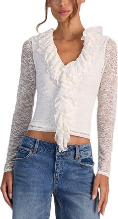 Alice & Olivia Alice + Olivia Yara Ruffle Silk-Blend Top