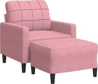 vidaXL Sill&oacute;n Con Taburete Terciopelo Rosa 60 Cm Vidaxl