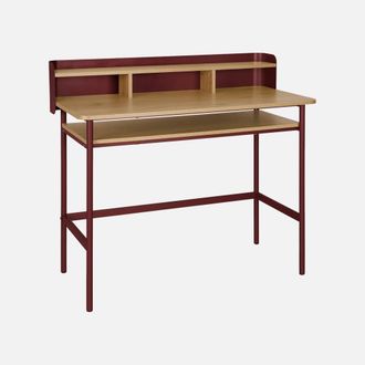 Sweeek Escritorio De Metal Y Decoraci&oacute;n De Madera Con 3 Nichos