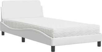 vidaXL Cama Con Colch&oacute;n Cuero Sint&eacute;tico Blanco 100x200 Cm Vidaxl