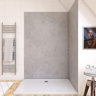Aurlane Panel Pared Ducha Acabado Hormigon Composite Piedra Y Cemento - 120x210cm - Stone &acute;it Light Grey 120