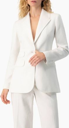 Ivonne Single-Breasted Structured Tailored Blazer in White at Nordstrom, Size 14