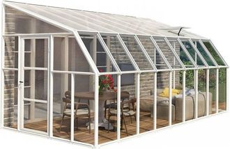 Palram Lean To Greenhouse Sun Room Clear 8X18 - L570 x W257 x H266 cm in White