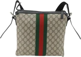 Gucci Pre-owned Leather Crossbody Bag - Dames - Vintage Schoudertas - Beige - ONE Size - Leer - Vintage