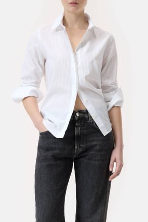 Closed Cotton Voile Blouse In White