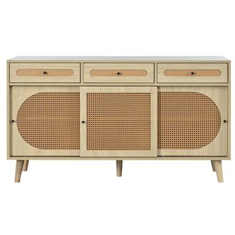 Urban Meuble Aparador de madera rattan 3 cajones con 3 puertas 140*40*78 cm