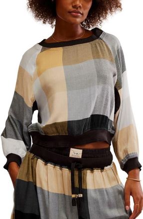 Free People Sugar Cookie Flannel Pajama Sweatshirt in Neutral Combo at Nordstrom, Size X-Small