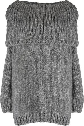 Wild Cashmere turn-up brim chunky-knit jumper - women - Cashmere - 42 - Grey