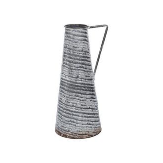Foreside Home And Garden Distressed Whitewashed Patterned Metal Decorative Vase in Gray at Nordstrom