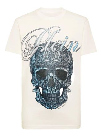 Philipp Plein skull-print cotton T-shirt - men - Cotton - L - Neutrals