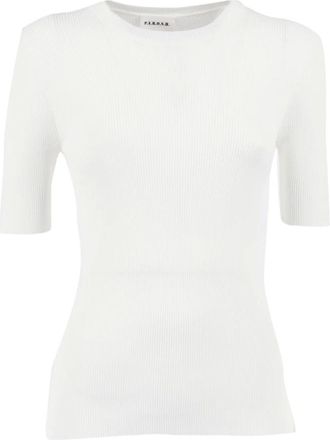 P.A.R.O.S.H. Round-neck Knitwear, female, White, Size: XS Maglia M/C