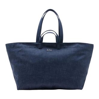A.P.C. Tote Bags, female, Blue, Size: ONE SIZE Le Drummer Toile Tote Bag