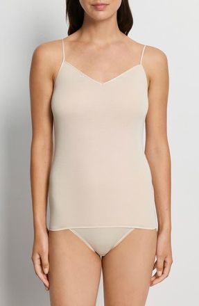 Hanro Cotton Seamless Spaghetti Camisole in Summer Sand at Nordstrom, Size X-Small