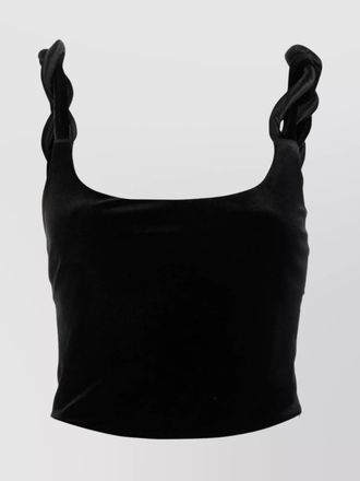Emporio Armani velvet twisted-strap cropped tank top