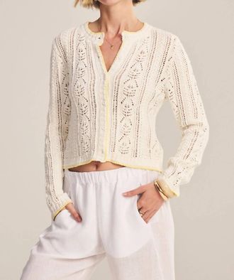 Velvet Daisy Pointelle Cardigan In Ivory