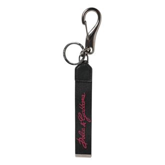 Dolce & Gabbana Keyrings, unisex, Black, Size: ONE SIZE Black Burgundy DG Logo Men Keychain