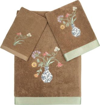 Linum Home Textiles 100% Turkish Cotton Stella 3Pc Embellished Towel Set