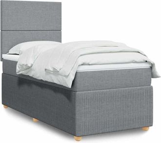 vidaXL Cama Box Spring Con Colch&oacute;n Tela Gris Claro 100x200 Cm Vidaxl