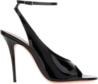 Amina Muaddi Schoenen, Dames, Zwart, 36 EU, Leer, Anok Sandal 105