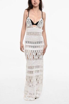 Dsquared2 Maxi Abito in Crochet con Scollatura Profonda Dsquared2