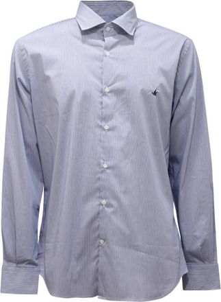 Brooksfield Slim Fit Gestreept Overhemd Gemaakt in Itali&euml; - Heren - Casual Overhemden - Blauw - 4XL - Overhemden