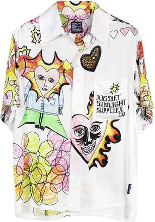 Rassvet Witte korte mouw grafische print overhemd - Heren - Korte mouwen Overhemden - Veelkleurig - L - Overhemden