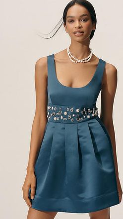 Maeve Satin Belted Charm Mini Dress