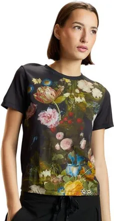 Cynthia Rowley Everyday Tee in Black Bouquet at Nordstrom, Size X-Small