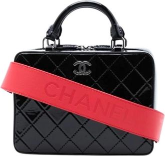 Chanel Pre-owned Quilted Patent Leather Satchel - Dames - Vintage Handtas - Zwart - ONE Size - Leer - Vintage