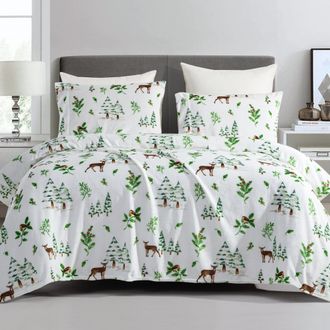 Elegant Comfort 4-Piece Holiday Christmas Velvet Plush Flannel Sheet Set