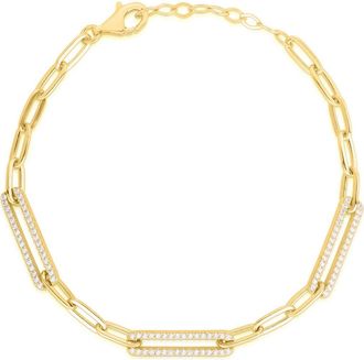 Glaze Jewelry CZ Paper Clip Chain Bracelet in Gold at Nordstrom Rack