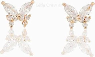 Girls Crew Remember Me Rose Gold Studs Earring In Butterfly Studs