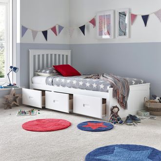 Bedmaster Quest Wooden 3 Drawer Bed in White | Size: Single