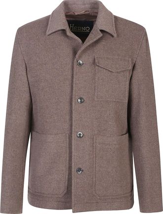 Herno Brown Field Wool Blend Jacket