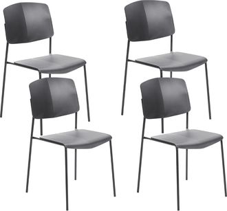 Beliani Conjunto De 4 Sillas Negro Material Sint&eacute;tico Pl&aacute;stico Comedor Astoria
