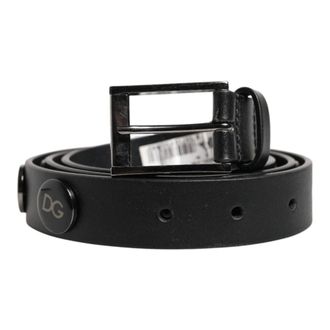 Dolce & Gabbana Belts, unisex, Black, ONE SIZE, Black Luxury Leather Studs Belt