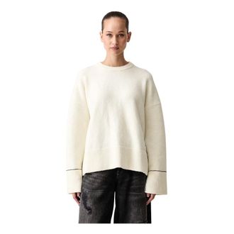 Karl Lagerfeld Gebreide trui met ronde hals - Dames - Truien - Beige - Maat: XS Wol